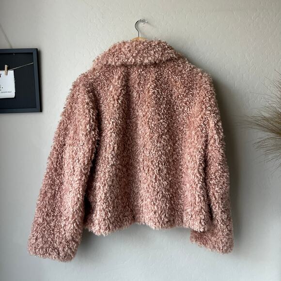 Stand Studio‎ Marcella Pink Curly Faux Fur Collared Luxe Winter Jacket Size US 2 - Picture 6 of 8